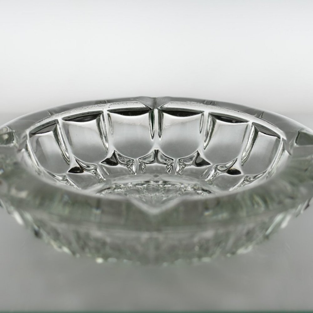 RETRO Glass Ashtray | Vintage 1970s Pressed Glass Heavy Ashtray | Unique Barware - Picture 3 of 7